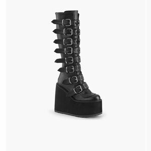 Demonia - SWING-815 Black Multi-Buckle Platform Boots